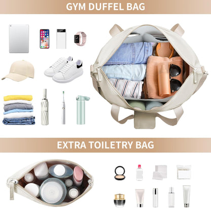 Gym Bag for Women, Personal Item Travel Bag with Shoes Compartment, Weekender Overnight Duffel Bag with Wet Pocket, Carry On Bag for Women, Travel, Gym, Weekend