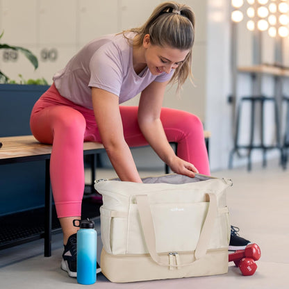 Gym Bag for Women, Personal Item Travel Bag with Shoes Compartment, Weekender Overnight Duffel Bag with Wet Pocket, Carry On Bag for Women, Travel, Gym, Weekend