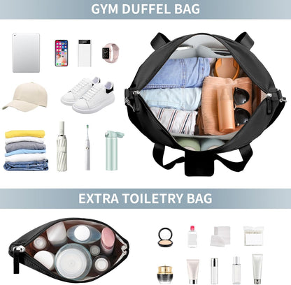 Gym Bag for Women, Personal Item Travel Bag with Shoes Compartment, Weekender Overnight Duffel Bag with Wet Pocket, Carry On Bag for Women, Travel, Gym, Weekend