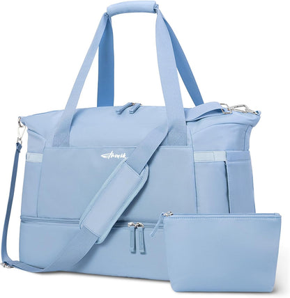 Gym Bag for Women, Personal Item Travel Bag with Shoes Compartment, Weekender Overnight Duffel Bag with Wet Pocket, Carry On Bag for Women, Travel, Gym, Weekend
