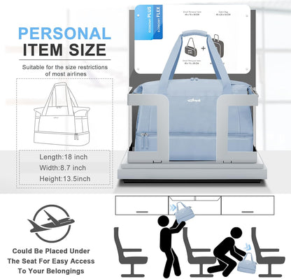 Gym Bag for Women, Personal Item Travel Bag with Shoes Compartment, Weekender Overnight Duffel Bag with Wet Pocket, Carry On Bag for Women, Travel, Gym, Weekend
