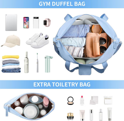Gym Bag for Women, Personal Item Travel Bag with Shoes Compartment, Weekender Overnight Duffel Bag with Wet Pocket, Carry On Bag for Women, Travel, Gym, Weekend