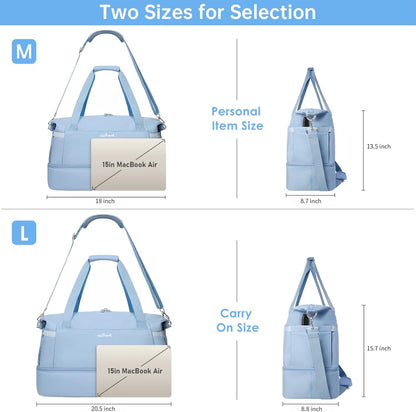 Gym Bag for Women, Personal Item Travel Bag with Shoes Compartment, Weekender Overnight Duffel Bag with Wet Pocket, Carry On Bag for Women, Travel, Gym, Weekend