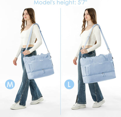 Gym Bag for Women, Personal Item Travel Bag with Shoes Compartment, Weekender Overnight Duffel Bag with Wet Pocket, Carry On Bag for Women, Travel, Gym, Weekend