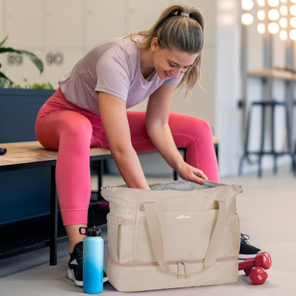 Gym Bag for Women, Personal Item Travel Bag with Shoes Compartment, Weekender Overnight Duffel Bag with Wet Pocket, Carry On Bag for Women, Travel, Gym, Weekend