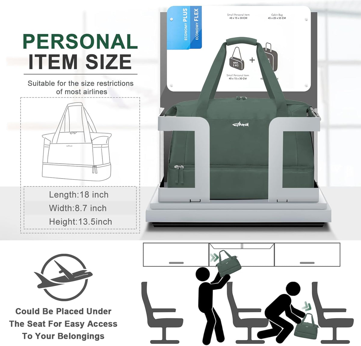 Gym Bag for Women, Personal Item Travel Bag with Shoes Compartment, Weekender Overnight Duffel Bag with Wet Pocket, Carry On Bag for Women, Travel, Gym, Weekend