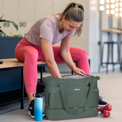 Gym Bag for Women, Personal Item Travel Bag with Shoes Compartment, Weekender Overnight Duffel Bag with Wet Pocket, Carry On Bag for Women, Travel, Gym, Weekend
