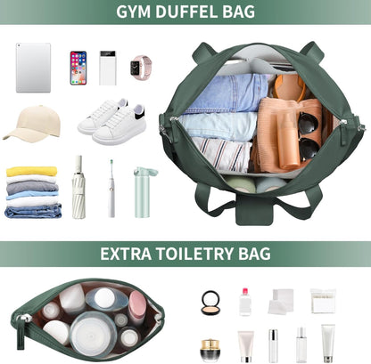 Gym Bag for Women, Personal Item Travel Bag with Shoes Compartment, Weekender Overnight Duffel Bag with Wet Pocket, Carry On Bag for Women, Travel, Gym, Weekend