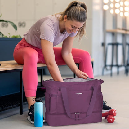 Gym Bag for Women, Personal Item Travel Bag with Shoes Compartment, Weekender Overnight Duffel Bag with Wet Pocket, Carry On Bag for Women, Travel, Gym, Weekend