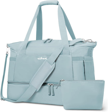 Gym Bag for Women, Personal Item Travel Bag with Shoes Compartment, Weekender Overnight Duffel Bag with Wet Pocket, Carry On Bag for Women, Travel, Gym, Weekend