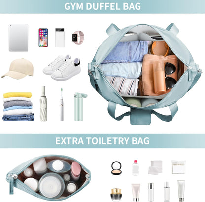 Gym Bag for Women, Personal Item Travel Bag with Shoes Compartment, Weekender Overnight Duffel Bag with Wet Pocket, Carry On Bag for Women, Travel, Gym, Weekend