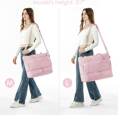 Gym Bag for Women, Personal Item Travel Bag with Shoes Compartment, Weekender Overnight Duffel Bag with Wet Pocket, Carry On Bag for Women, Travel, Gym, Weekend