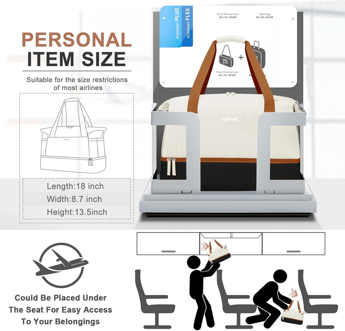 Gym Bag for Women, Personal Item Travel Bag with Shoes Compartment, Weekender Overnight Duffel Bag with Wet Pocket, Carry On Bag for Women, Travel, Gym, Weekend