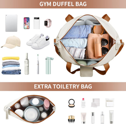 Gym Bag for Women, Personal Item Travel Bag with Shoes Compartment, Weekender Overnight Duffel Bag with Wet Pocket, Carry On Bag for Women, Travel, Gym, Weekend
