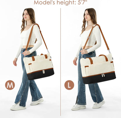 Gym Bag for Women, Personal Item Travel Bag with Shoes Compartment, Weekender Overnight Duffel Bag with Wet Pocket, Carry On Bag for Women, Travel, Gym, Weekend
