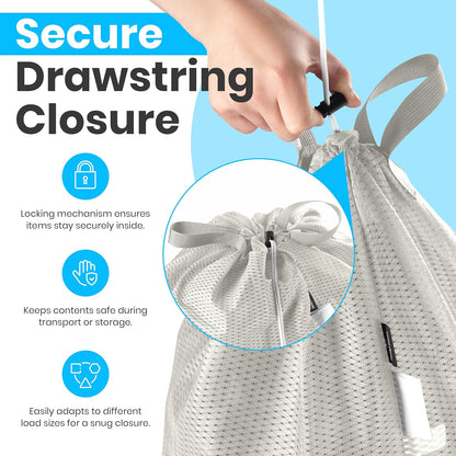 Mesh Laundry Bag 24 x 36 Inches - Extra Large Heavy Duty Bag with Handles & Shoulder Strap, Breathable, Machine Washable for Dorm, Travel, Bedding & Storage - Grey