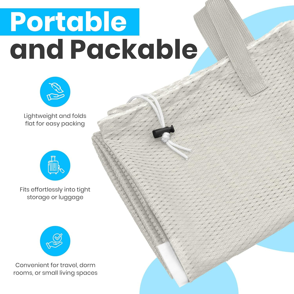 Mesh Laundry Bag 24 x 36 Inches - Extra Large Heavy Duty Bag with Handles & Shoulder Strap, Breathable, Machine Washable for Dorm, Travel, Bedding & Storage - Grey