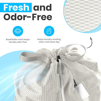 Mesh Laundry Bag 24 x 36 Inches - Extra Large Heavy Duty Bag with Handles & Shoulder Strap, Breathable, Machine Washable for Dorm, Travel, Bedding & Storage - Grey