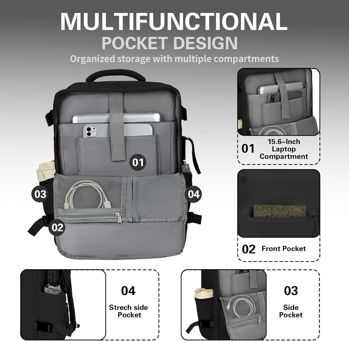 Travel Carry On Backpack for Women, TSA Approved 15.6" Laptop Daypack | Padded Adjustable Shoulder Straps,Multiple Organized Storage Pockets