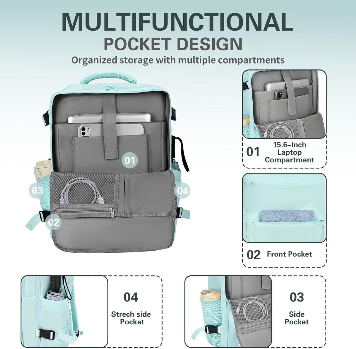 Travel Carry On Backpack for Women, TSA Approved 15.6" Laptop Daypack | Padded Adjustable Shoulder Straps,Multiple Organized Storage Pockets