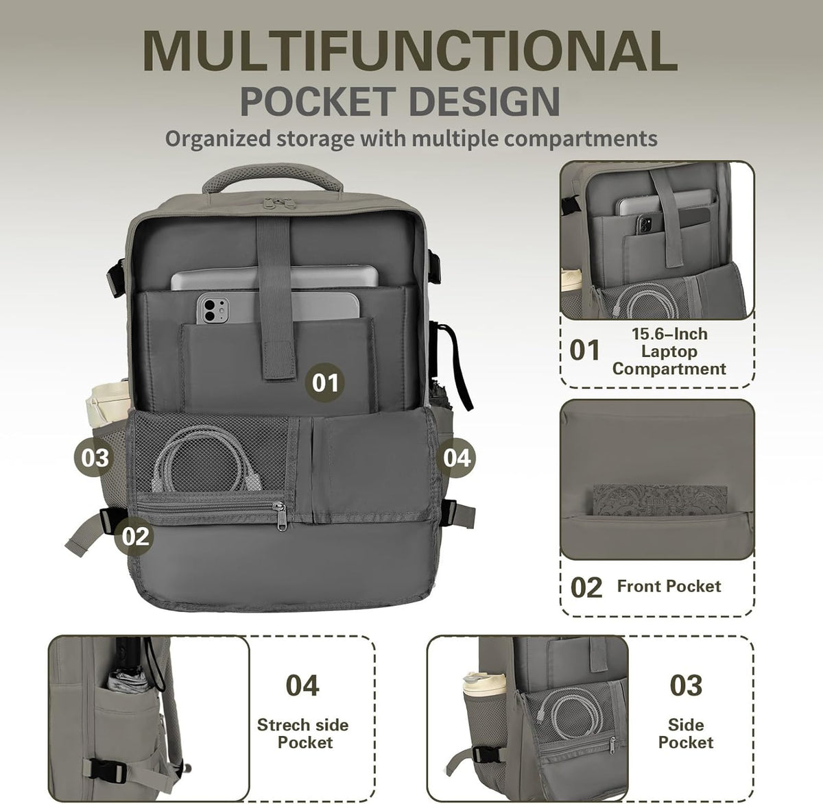 Travel Carry On Backpack for Women, TSA Approved 15.6" Laptop Daypack | Padded Adjustable Shoulder Straps,Multiple Organized Storage Pockets