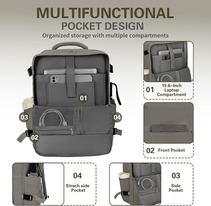 Travel Carry On Backpack for Women, TSA Approved 15.6" Laptop Daypack | Padded Adjustable Shoulder Straps,Multiple Organized Storage Pockets