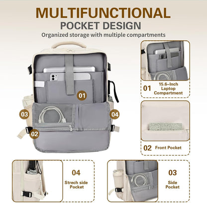 Travel Carry On Backpack for Women, TSA Approved 15.6" Laptop Daypack | Padded Adjustable Shoulder Straps,Multiple Organized Storage Pockets