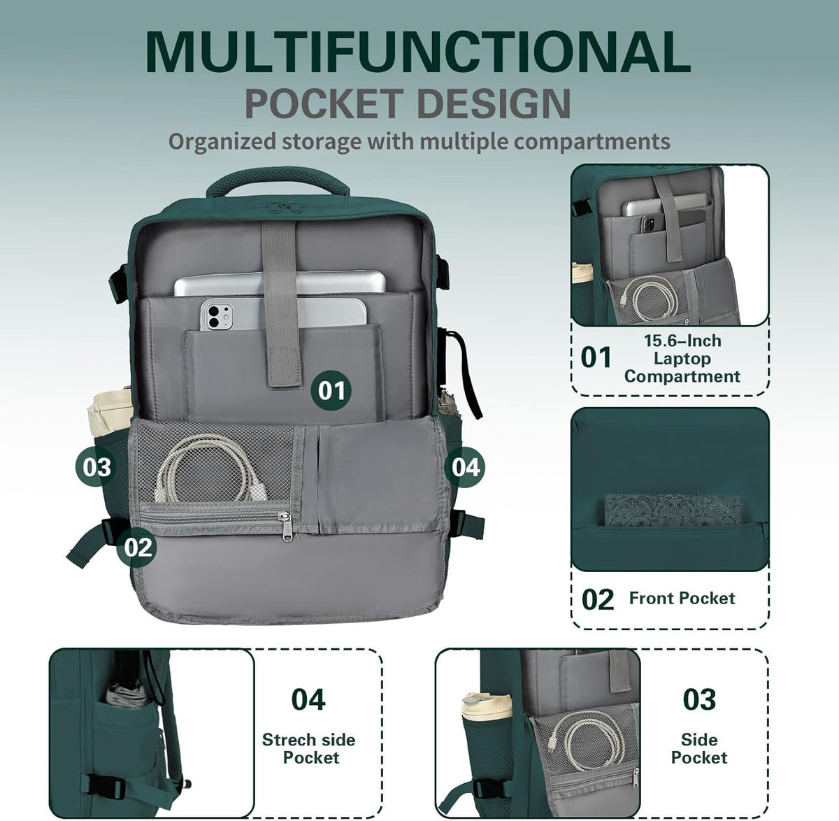 Travel Carry On Backpack for Women, TSA Approved 15.6" Laptop Daypack | Padded Adjustable Shoulder Straps,Multiple Organized Storage Pockets