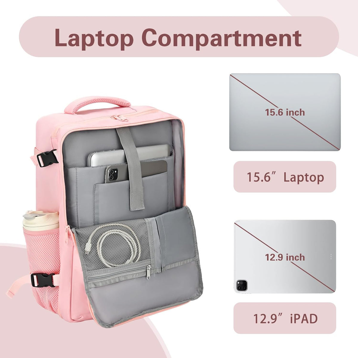 Travel Carry On Backpack for Women, TSA Approved 15.6" Laptop Daypack | Padded Adjustable Shoulder Straps,Multiple Organized Storage Pockets