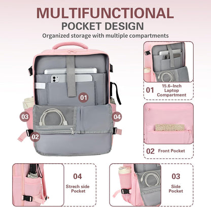 Travel Carry On Backpack for Women, TSA Approved 15.6" Laptop Daypack | Padded Adjustable Shoulder Straps,Multiple Organized Storage Pockets