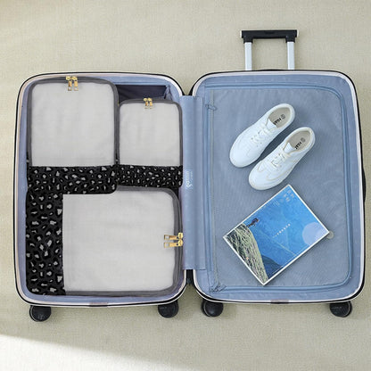 7 Set Packing Cubes Travel Luggage Organizers for Suitcase Travel Accessories with Shoe Bag for Women Girls Aesthetic Cute-Black Leopard Cheetah Pattern