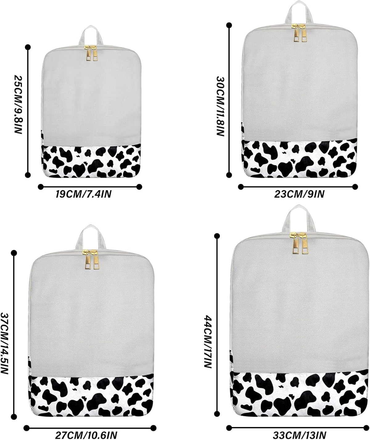 7 Set Packing Cubes Travel Luggage Organizers for Suitcase Travel Accessories with Shoe Bag for Women Girls Aesthetic Cute-Black Leopard Cheetah Pattern
