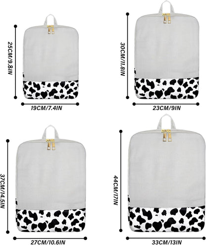 7 Set Packing Cubes Travel Luggage Organizers for Suitcase Travel Accessories with Shoe Bag for Women Girls Aesthetic Cute-Black Leopard Cheetah Pattern