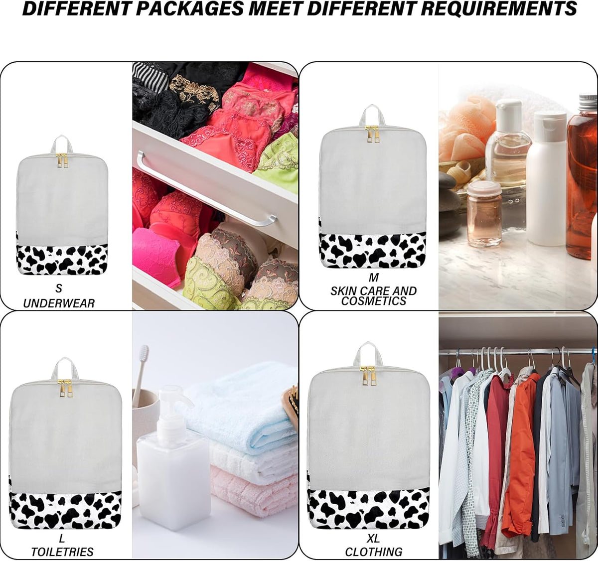 7 Set Packing Cubes Travel Luggage Organizers for Suitcase Travel Accessories with Shoe Bag for Women Girls Aesthetic Cute-Black Leopard Cheetah Pattern