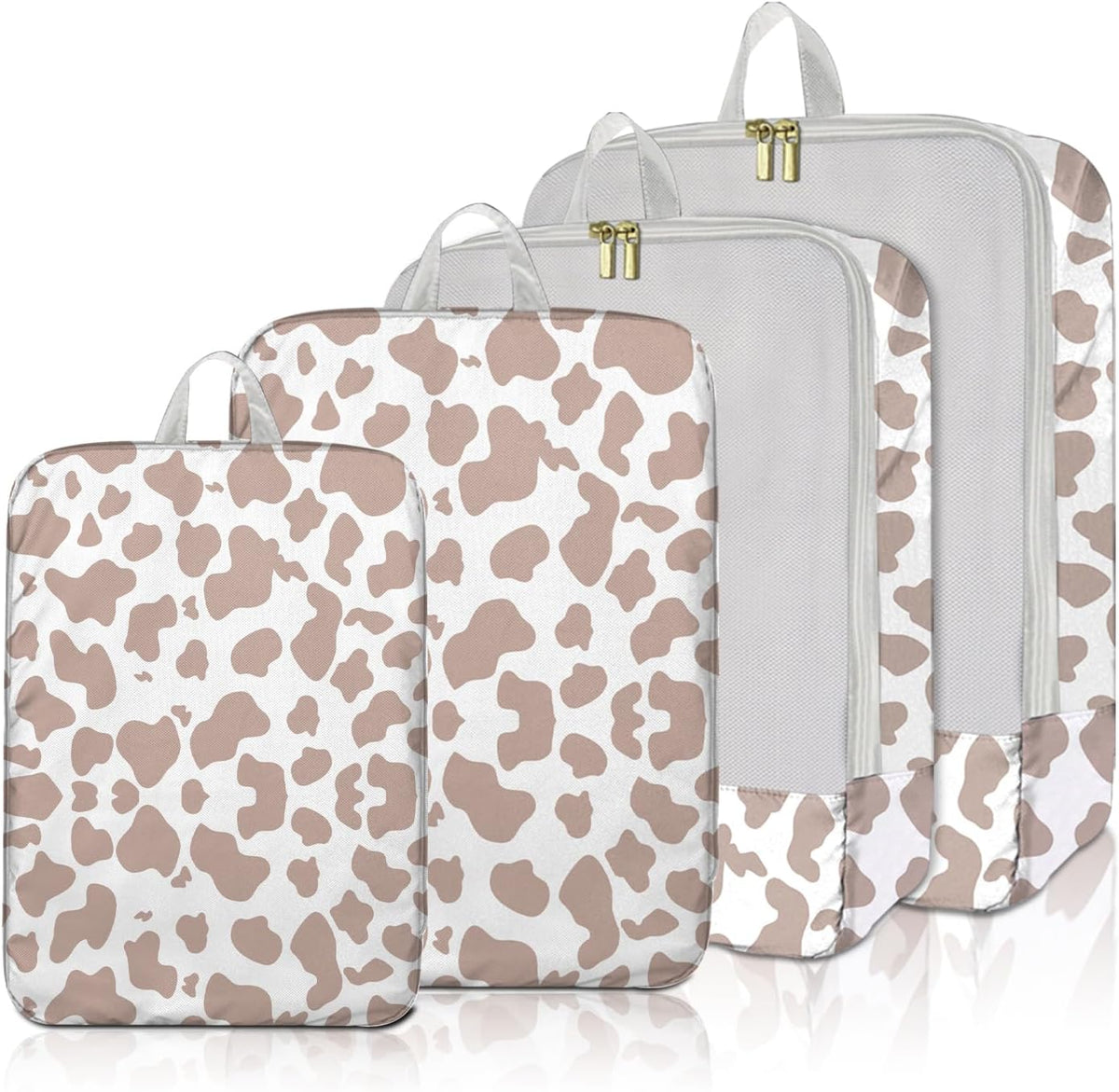 7 Set Packing Cubes Travel Luggage Organizers for Suitcase Travel Accessories with Shoe Bag for Women Girls Aesthetic Cute-Black Leopard Cheetah Pattern