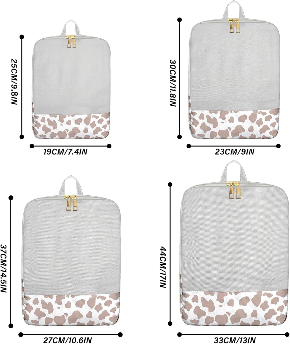 7 Set Packing Cubes Travel Luggage Organizers for Suitcase Travel Accessories with Shoe Bag for Women Girls Aesthetic Cute-Black Leopard Cheetah Pattern