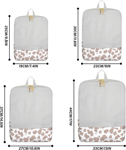 7 Set Packing Cubes Travel Luggage Organizers for Suitcase Travel Accessories with Shoe Bag for Women Girls Aesthetic Cute-Black Leopard Cheetah Pattern