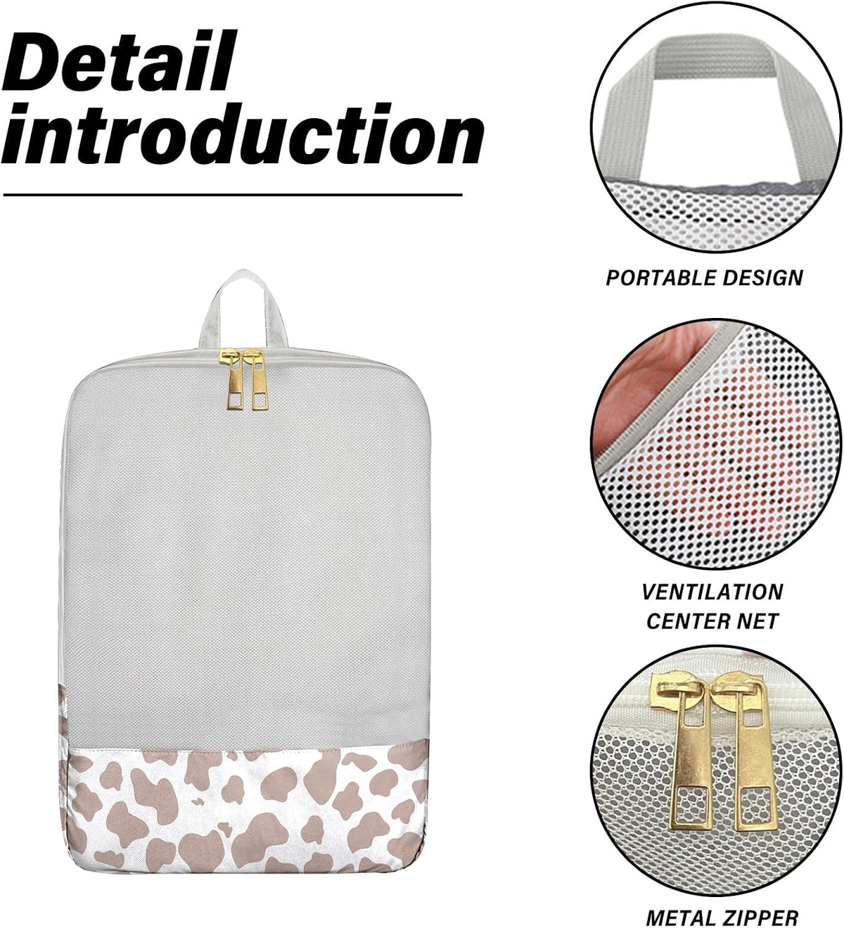 7 Set Packing Cubes Travel Luggage Organizers for Suitcase Travel Accessories with Shoe Bag for Women Girls Aesthetic Cute-Black Leopard Cheetah Pattern