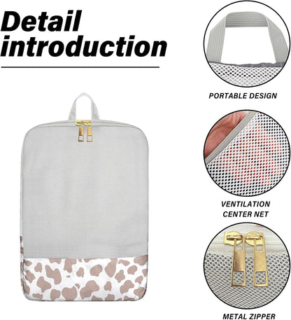 7 Set Packing Cubes Travel Luggage Organizers for Suitcase Travel Accessories with Shoe Bag for Women Girls Aesthetic Cute-Black Leopard Cheetah Pattern