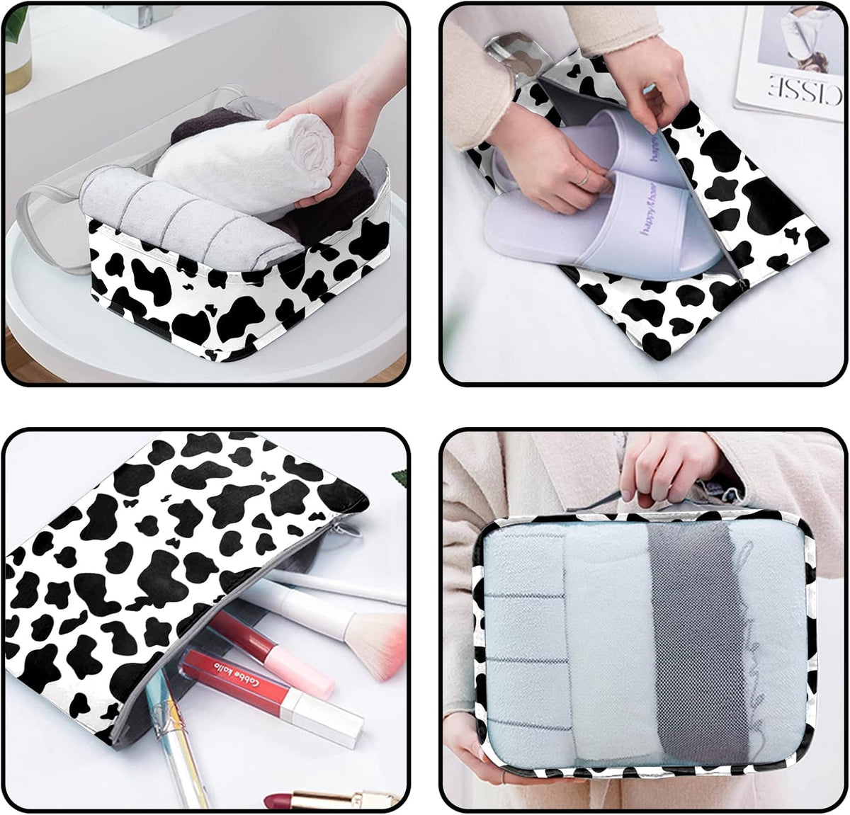 7 Set Packing Cubes Travel Luggage Organizers for Suitcase Travel Accessories with Shoe Bag for Women Girls Aesthetic Cute-Black Leopard Cheetah Pattern