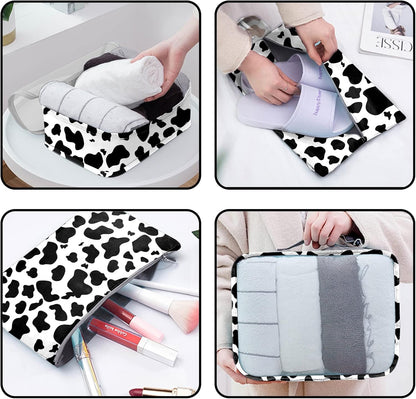 7 Set Packing Cubes Travel Luggage Organizers for Suitcase Travel Accessories with Shoe Bag for Women Girls Aesthetic Cute-Black Leopard Cheetah Pattern