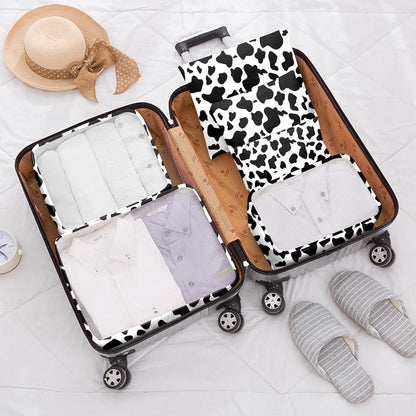 7 Set Packing Cubes Travel Luggage Organizers for Suitcase Travel Accessories with Shoe Bag for Women Girls Aesthetic Cute-Black Leopard Cheetah Pattern