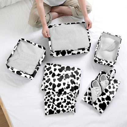 7 Set Packing Cubes Travel Luggage Organizers for Suitcase Travel Accessories with Shoe Bag for Women Girls Aesthetic Cute-Black Leopard Cheetah Pattern