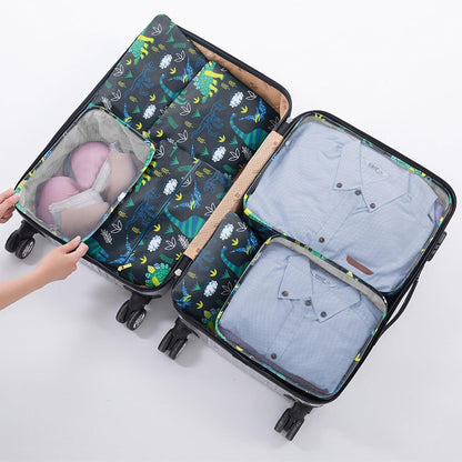 7 Set Packing Cubes Travel Luggage Organizers for Suitcase Travel Accessories with Shoe Bag for Women Girls Aesthetic Cute-Black Leopard Cheetah Pattern