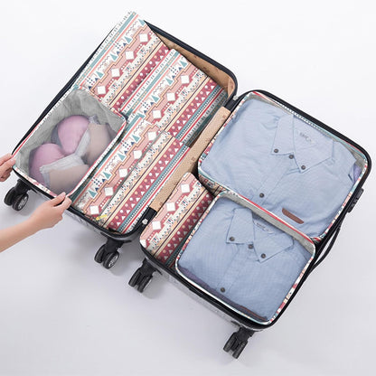 7 Set Packing Cubes Travel Luggage Organizers for Suitcase Travel Accessories with Shoe Bag for Women Girls Aesthetic Cute-Black Leopard Cheetah Pattern