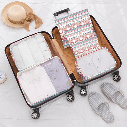7 Set Packing Cubes Travel Luggage Organizers for Suitcase Travel Accessories with Shoe Bag for Women Girls Aesthetic Cute-Black Leopard Cheetah Pattern