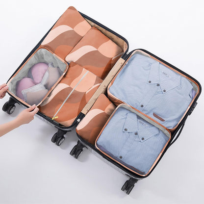 7 Set Packing Cubes Travel Luggage Organizers for Suitcase Travel Accessories with Shoe Bag for Women Girls Aesthetic Cute-Black Leopard Cheetah Pattern
