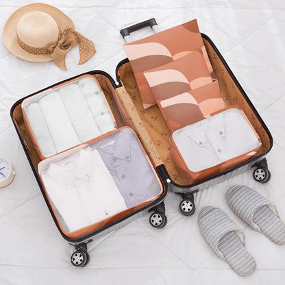 7 Set Packing Cubes Travel Luggage Organizers for Suitcase Travel Accessories with Shoe Bag for Women Girls Aesthetic Cute-Black Leopard Cheetah Pattern