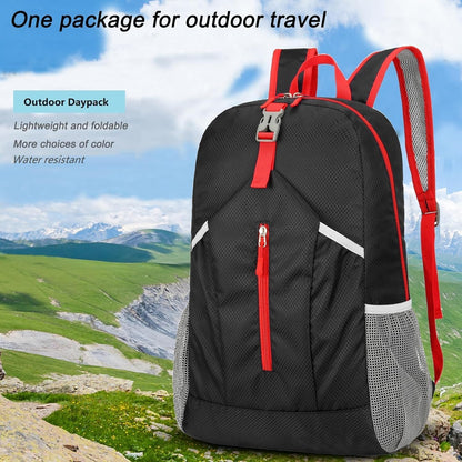 25L Foldable Hiking Backpack,Small Packable Daypack, Blue | Lightweight Collapsible Bag,Water Repellent Travel Basic-Daypack,Men Women Camping Cycling Rucksack Outdoor Back Pack