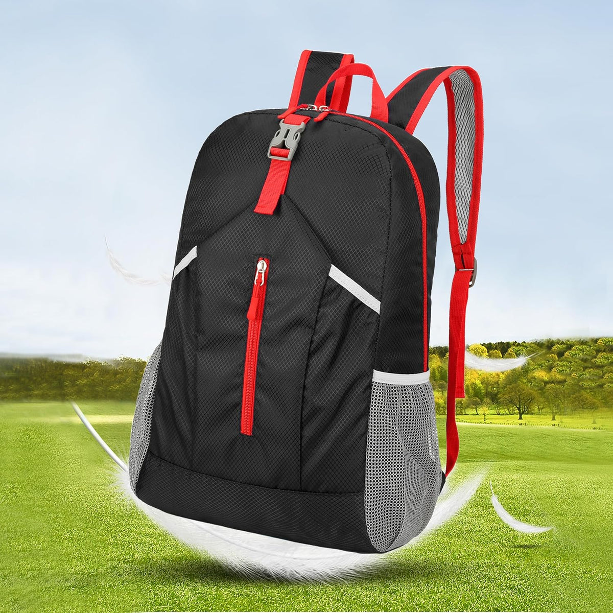 25L Foldable Hiking Backpack,Small Packable Daypack, Blue | Lightweight Collapsible Bag,Water Repellent Travel Basic-Daypack,Men Women Camping Cycling Rucksack Outdoor Back Pack